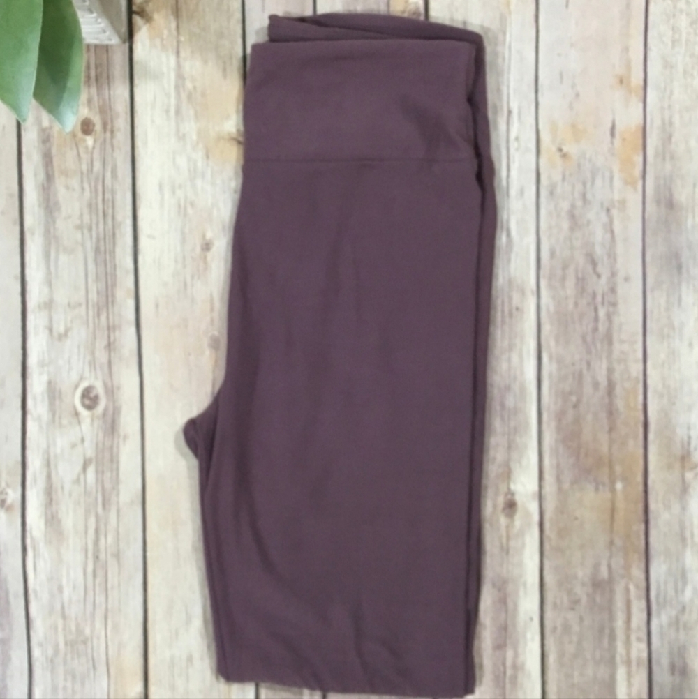LulaRoe One Size OS (2-10) Solid Eggplant Purple Plum Leggings Buttery Soft EUC